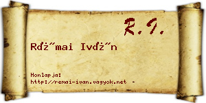 Rémai Iván névjegykártya